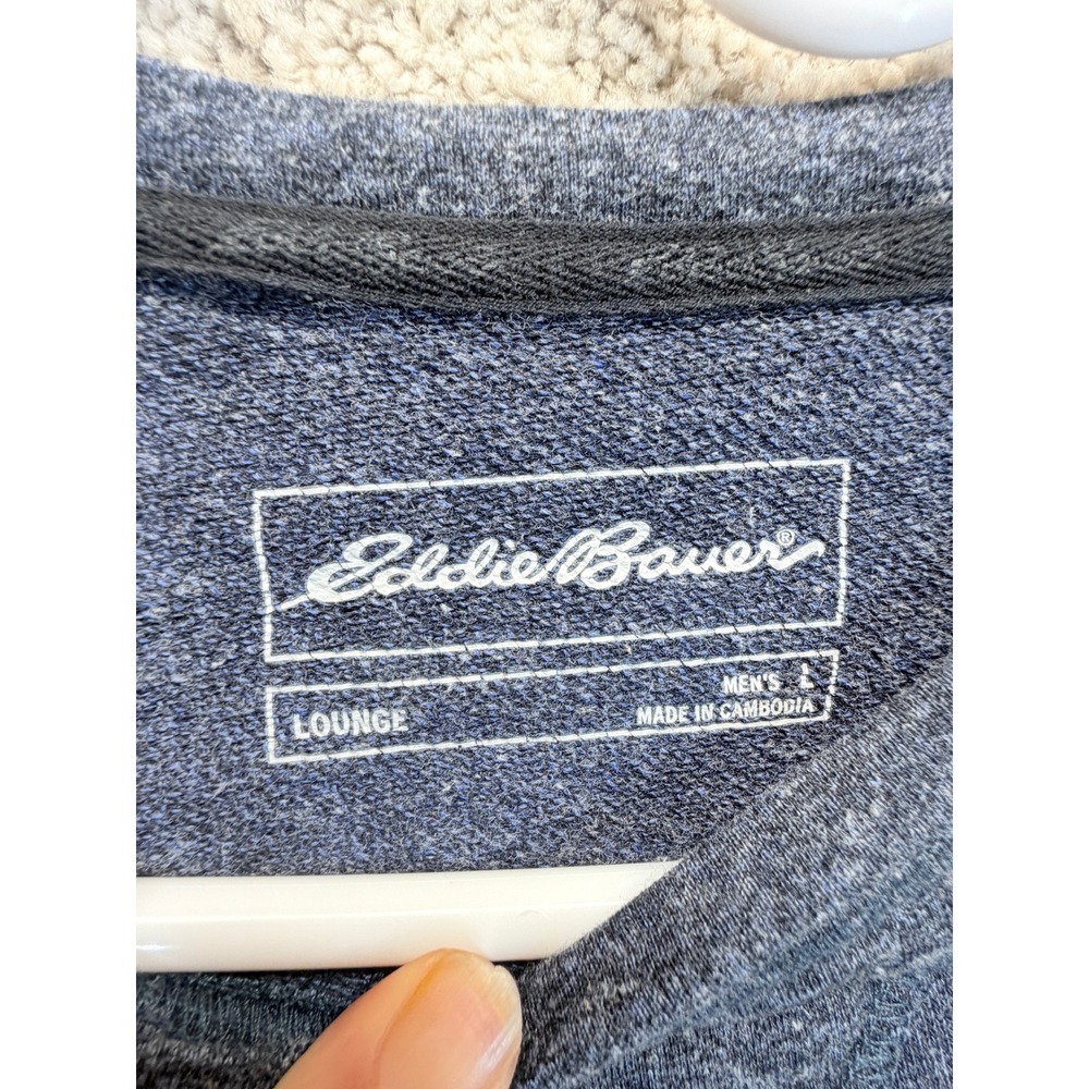 Eddie Bauer‎ Mens Lounge Sweatshirt Large Blue Heather Raglan Crewneck Fleece L - Picture 3 of 7